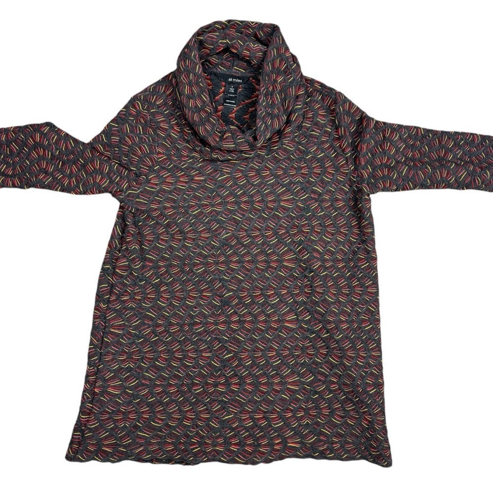 Ali Miles Sweater‎ Womens Small Tunic Stretch Cowl Neck Knit Polyester Colorful - Picture 3 of 11